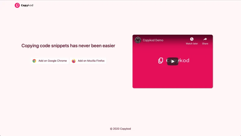 Copykod browser extension