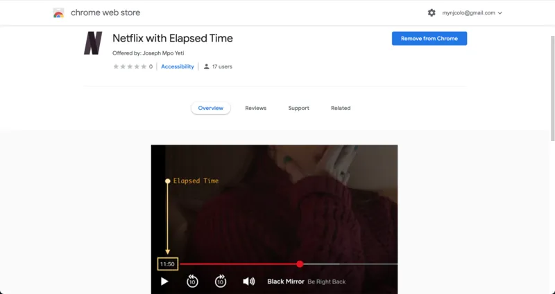 Netflix with Elapsed Time browser extension