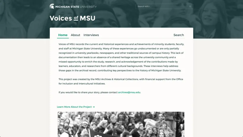 Voices of MSU web application